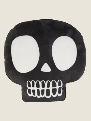 Black Light Up Skull Cushion Home at ASDA