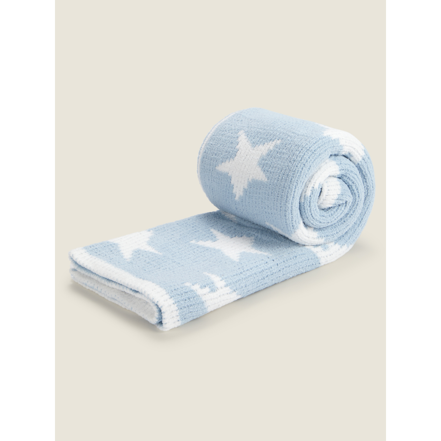 George Natural Blue Star Chenille Baby Shawl - 70Cm X 100Cm