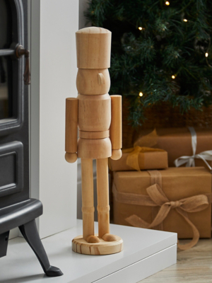 Natural Wooden Nutcracker Christmas Decoration Christmas at ASDA