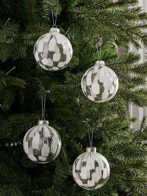 White Glass Christmas Baubles Pack of 4 Christmas at ASDA