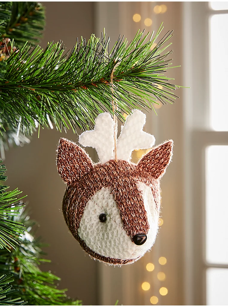 Christmas Knitted Deer Bauble Christmas at ASDA