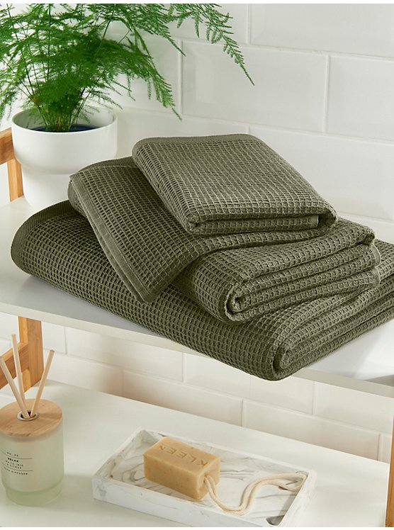 SIMPLE WAFFLE TOWELS - OLIVE