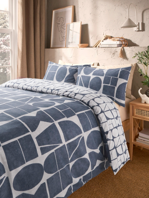Grey Tranquillity Block Geo Duvet Set Home at ASDA