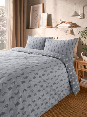 Grey Linear Celestial Duvet Set Home at ASDA