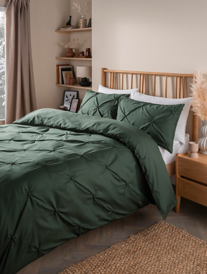 Dark Green Diamond Pleat Duvet Set Home at ASDA