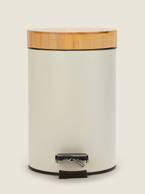 Pedal Bin With Bamboo Lid 3L Home at ASDA