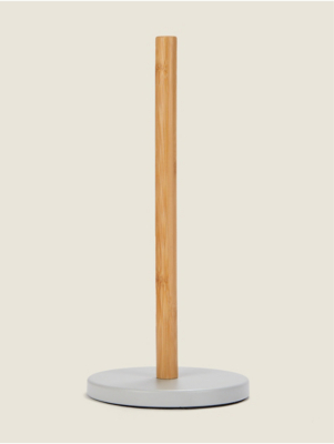 Light Grey & Bamboo Toilet Roll Stand Home at ASDA