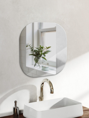 SilverTone Square Bathroom Wall Mirror Home at ASDA