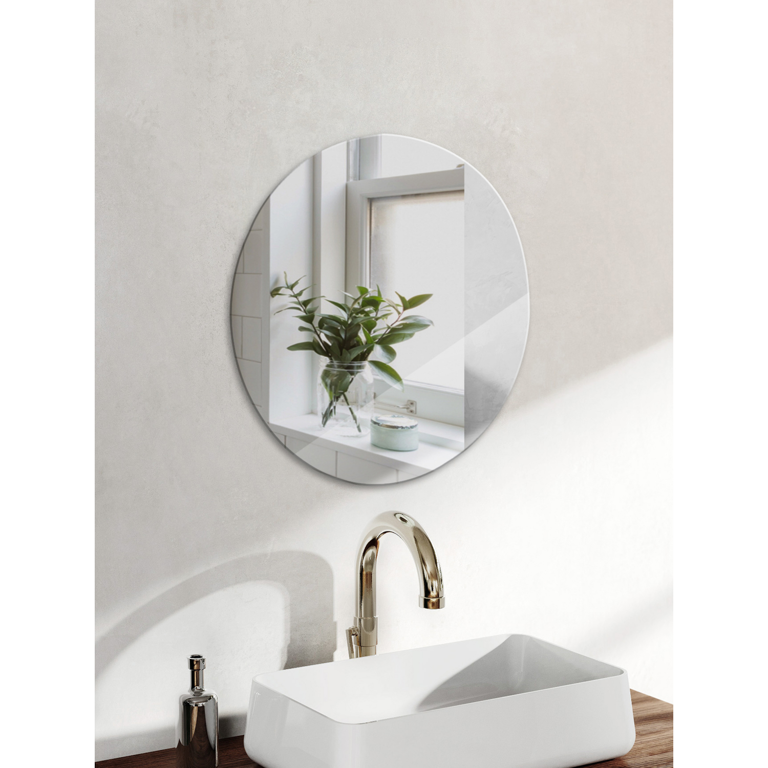 George Silver -Tone Circle Bathroom Wall Mirror