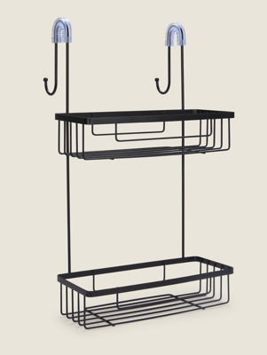 Black 2Tier Over the Door Bathroom Caddy Home at ASDA