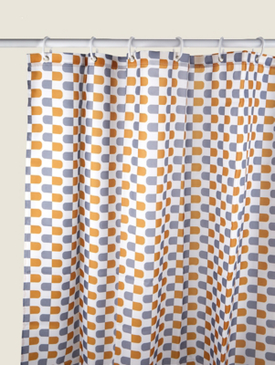 Grey & Yellow Crafted Geo Curve Shower Curtain | Home | George at ASDA