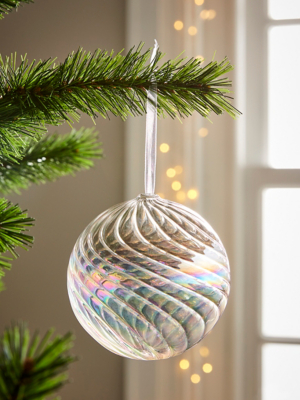 Iridescent Glass Christmas Bauble Christmas at ASDA