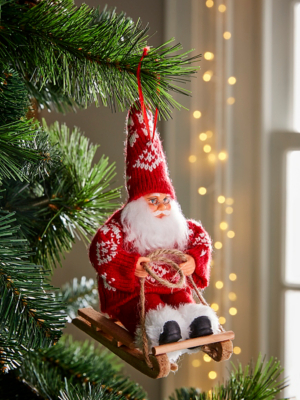 Christmas Red Sledding Santa Bauble Christmas at ASDA