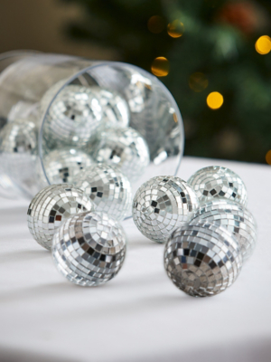 Silver Disco Ball Christmas Baubles Set of 12 Christmas at