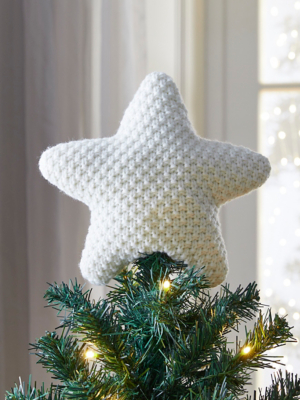Christmas White Knitted Star Tree Topper Christmas at ASDA