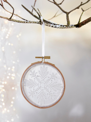 Christmas White Embroidery Hoop Bauble Christmas at ASDA