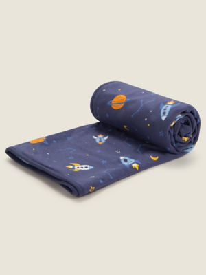 Navy Space DoubleSided Jersey Blanket Home at ASDA