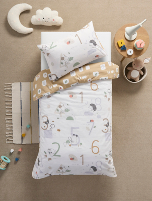 Numbers 100 Cotton Toddler Duvet Set Home at ASDA