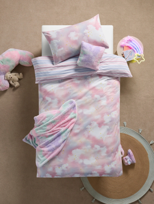 Cloud & Gold Stars 100 Cotton Single Duvet Set Home at ASDA