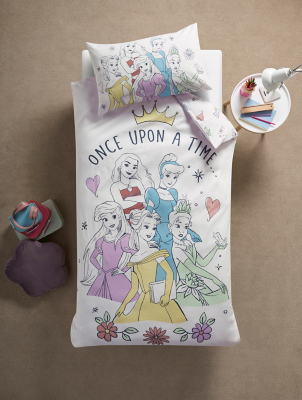 Disney Princess Kids Pink Single Duvet Set Home at ASDA