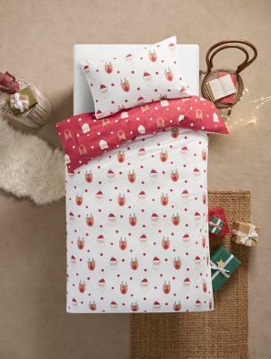 White Reindeer Christmas Duvet Cover Home at ASDA