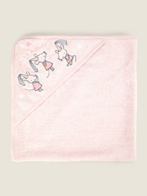 Pink Princess Mice Hooded Towel Baby at ASDA