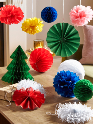 Hanging Paper Decorations Set of 13 Christmas at ASDA