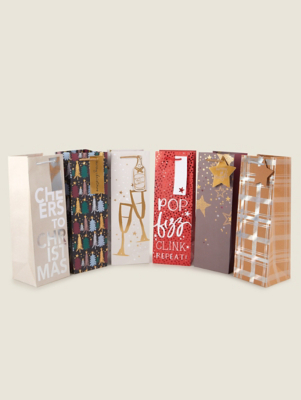 Christmas Bottle Gift Bags Set of 6 Christmas at ASDA
