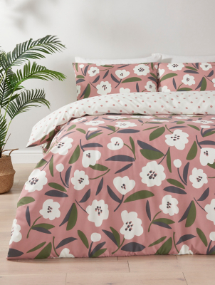 Pink Floral Abstract Soft Touch Duvet Set Home at ASDA
