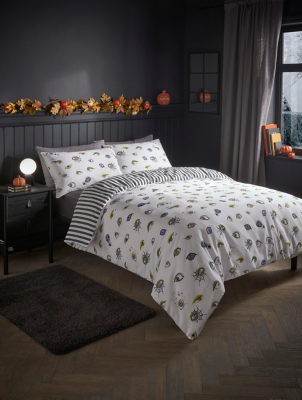 White Halloween Eyes Reversible Duvet Set Home at ASDA