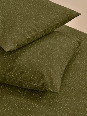 Stacey Solomon Green Spot Print Brushed Cotton Pillowcase Pair Home