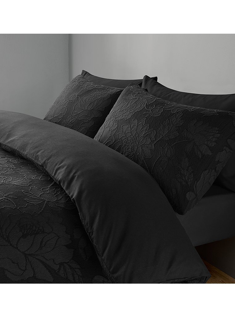 Black Luxury Floral Jacquard Duvet Set | Home | George at ASDA