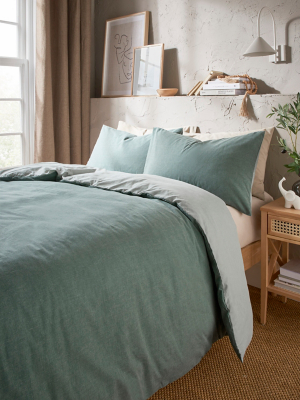 Green Reversible Textured Duvet Set | Home | George at ASDA