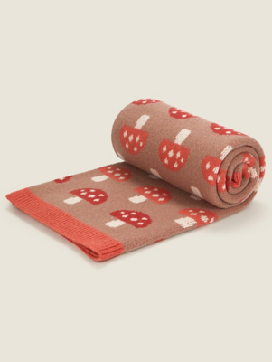 Brown Knitted Mushroom Throw Home at ASDA