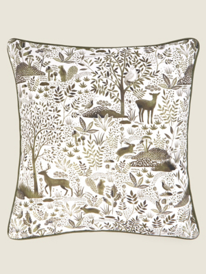 Green Lino Printed Cushion Home at ASDA