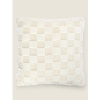 Cream Borg Checkerboard Cushion | Home | George at ASDA