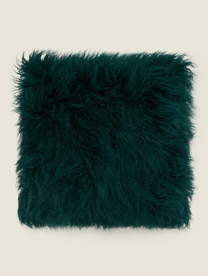 Navy Mongolian Faux Fur Cushion Home at ASDA
