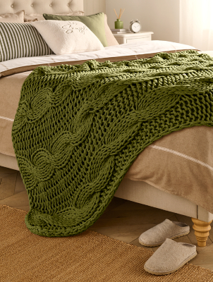 Cable Knit Chunky Knit Green Throw Stacey Solomon Cable Knit Throw