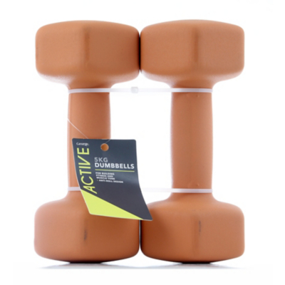 George Home Orange 5kg Dumbbell - Set of 2