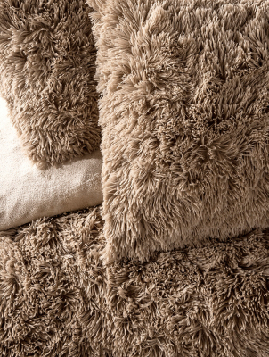 Stacey Solomon Taupe Shaggy Faux Fur Duvet Set Home at ASDA