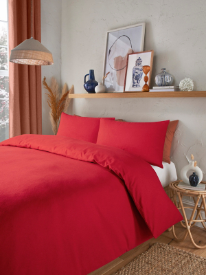 Red Brushed Cotton Duvet Set Home at ASDA