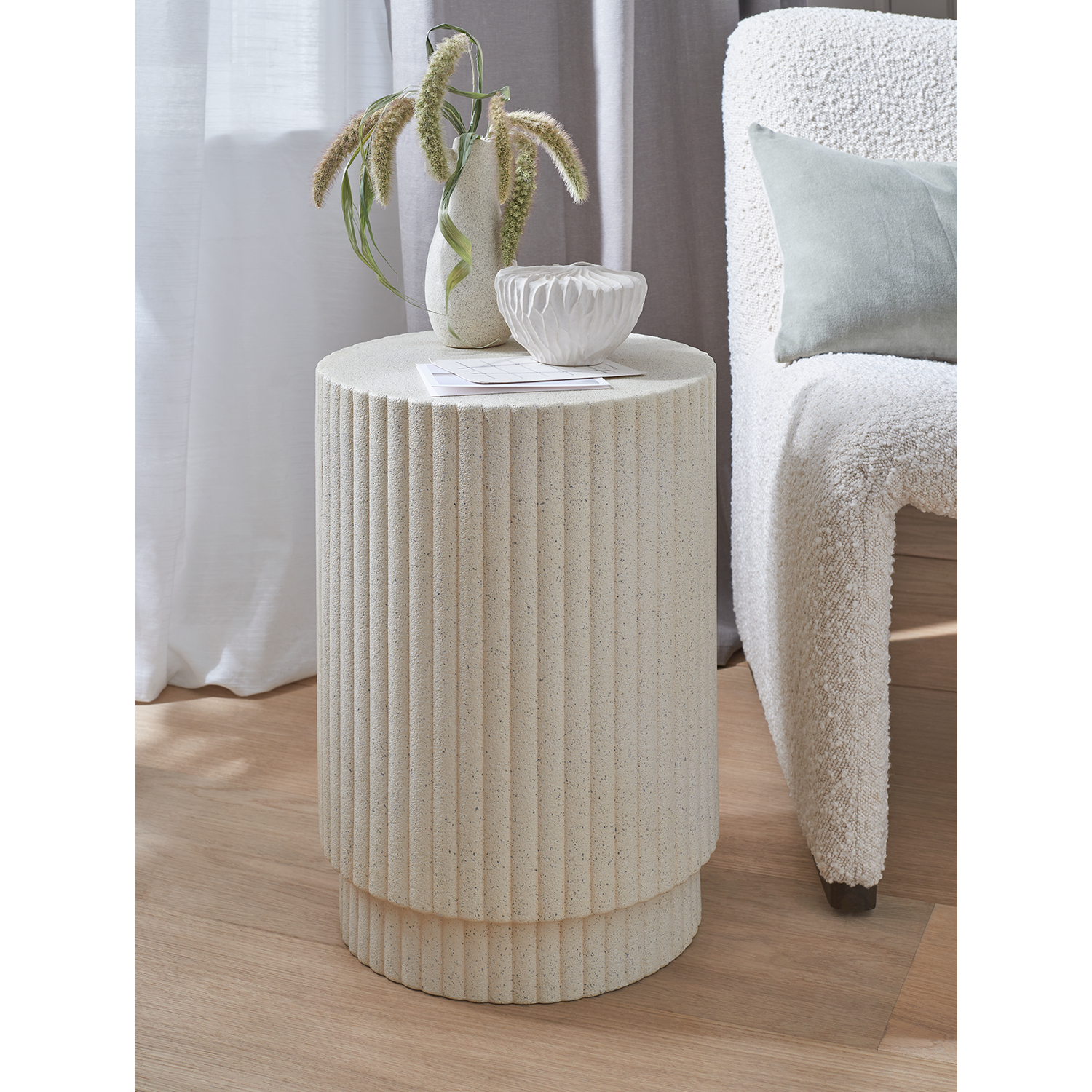 George Cream Ribbed Side Table