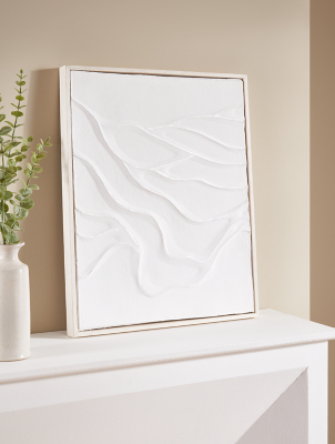 White Textured HandPainted Wall Art Home at ASDA
