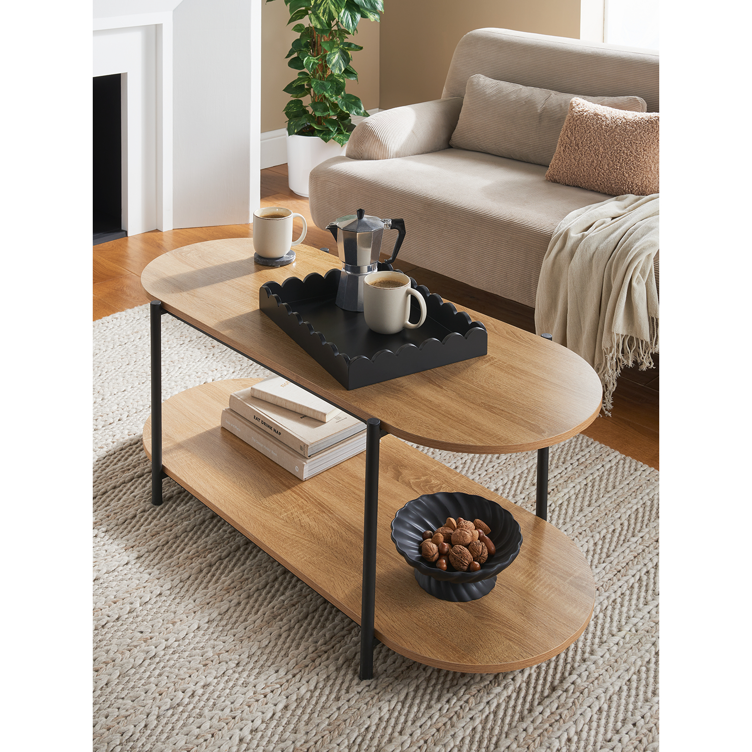 George Natural Lozenge 2-Tier Coffee Table