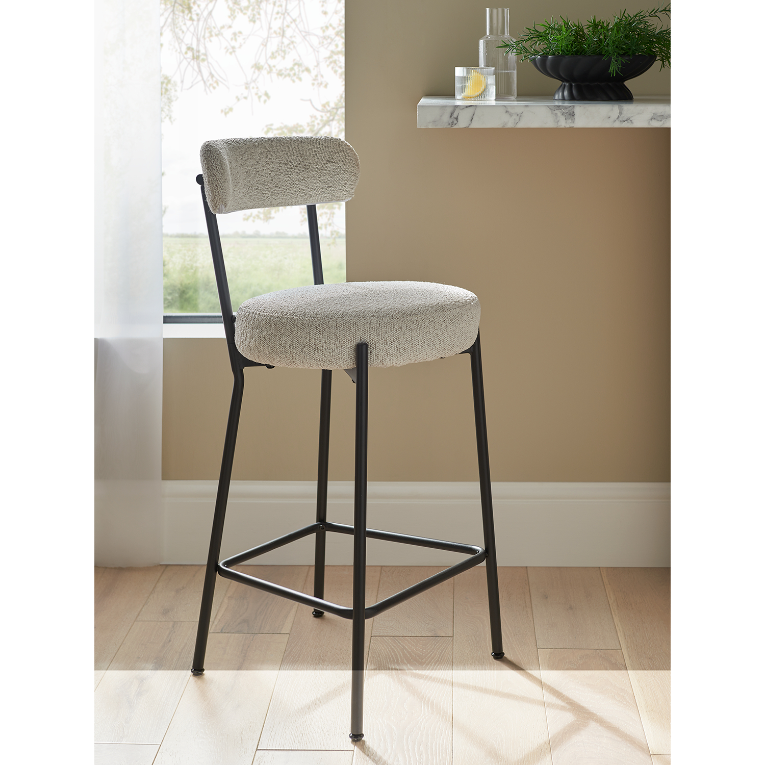 George White Boucle Bar Stool
