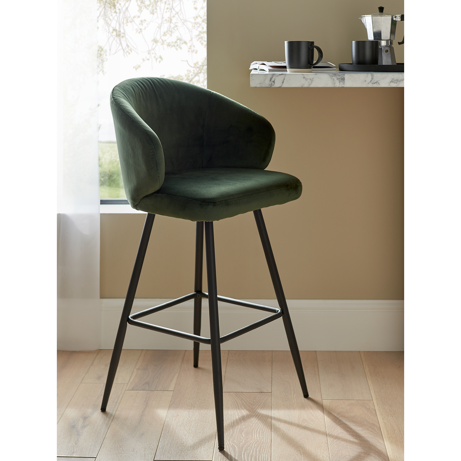 George Green Velvet Bar Stool