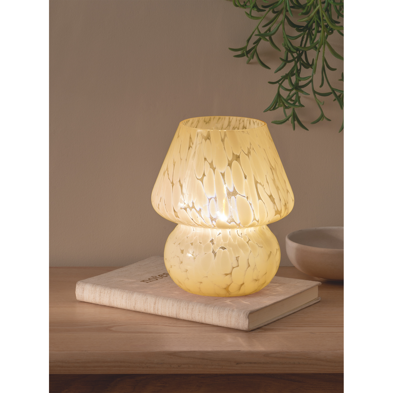 George Yellow Glass Mushroom Portable Battery Lamp