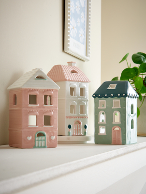 Parisian Breakfast House Tealight Holders Set of 3 Home at