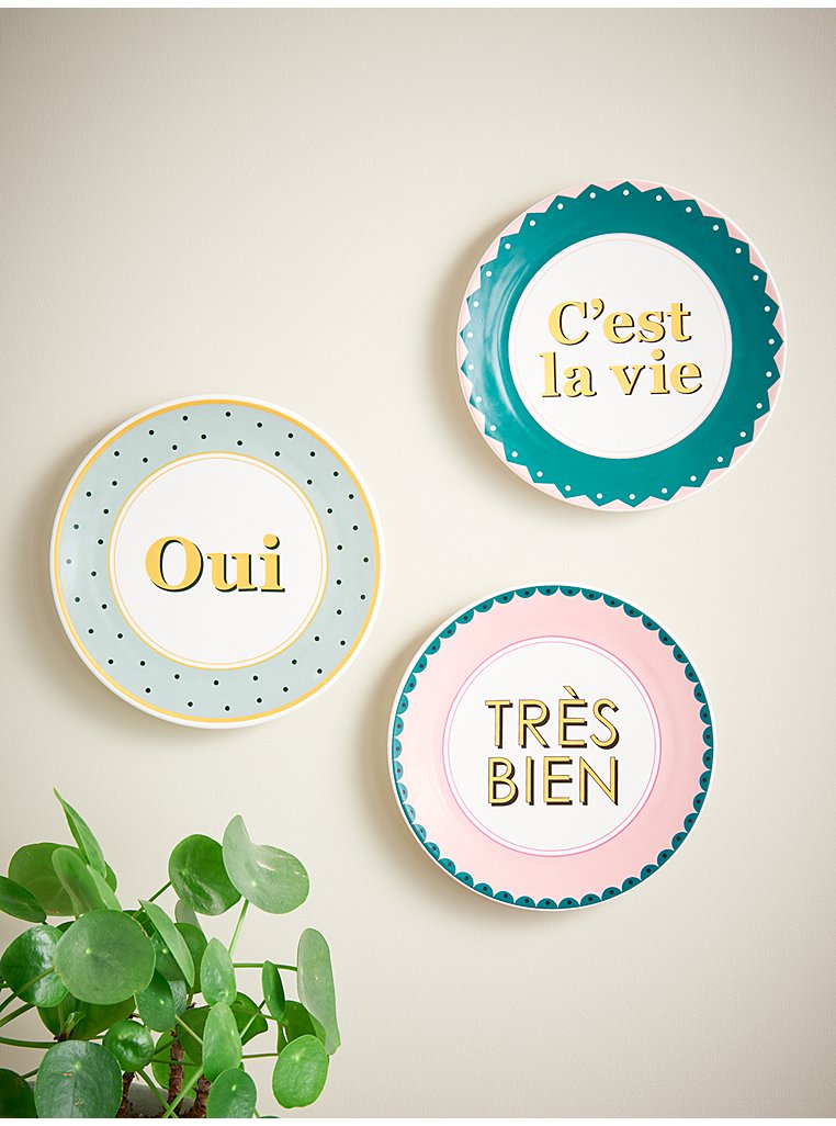 French Slogan Wall Plates - Set of 3 | Home | George at ASDA