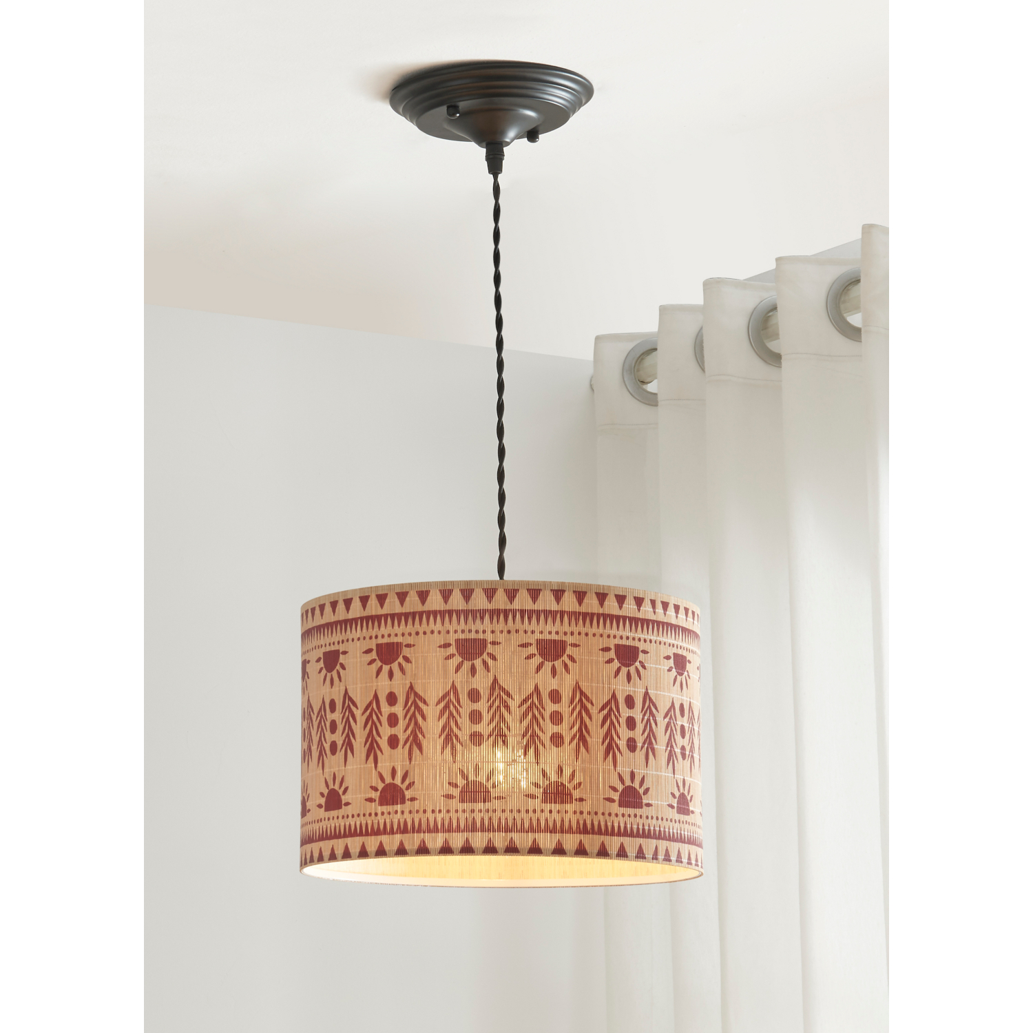 George Natural Block Printed Bamboo Shade